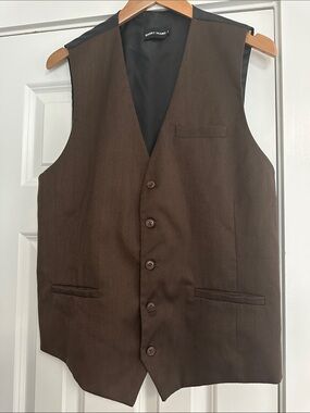 Barry Wang Brown Vest Classic Tailored Waistcoat size M